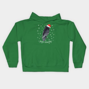 Funny "Merry Crowsmas" Christmas Crow & Snow Kids Hoodie